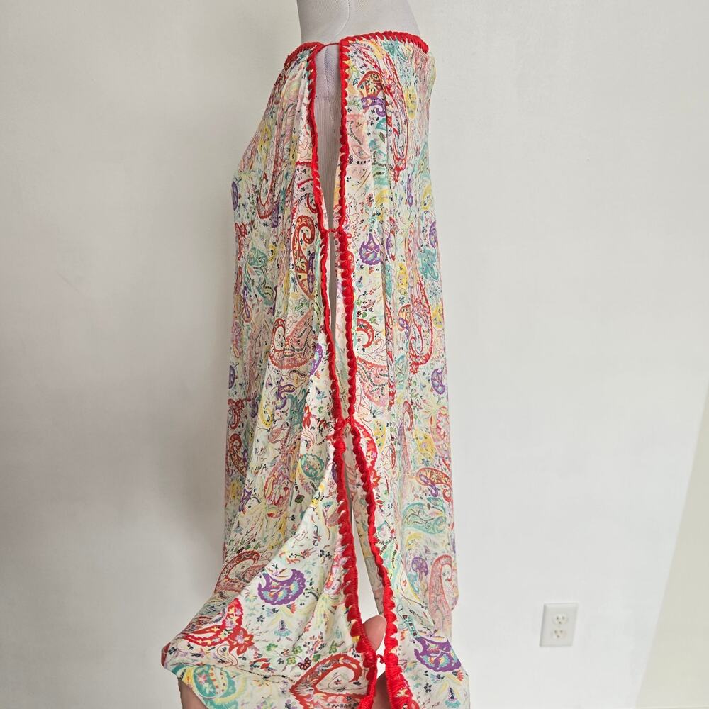 NWT Etro Poncho White Paisley Luxury European Vacation Summer Italy Women OS - Picture 3 of 14
